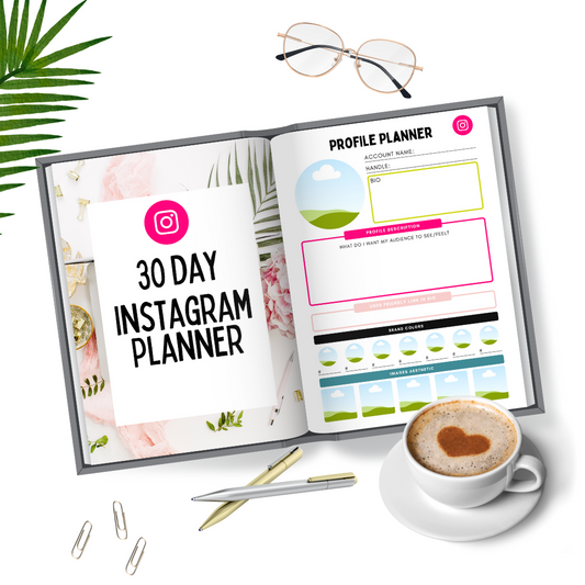 📱 Instagram 30 Day Planner Template with PLR rights